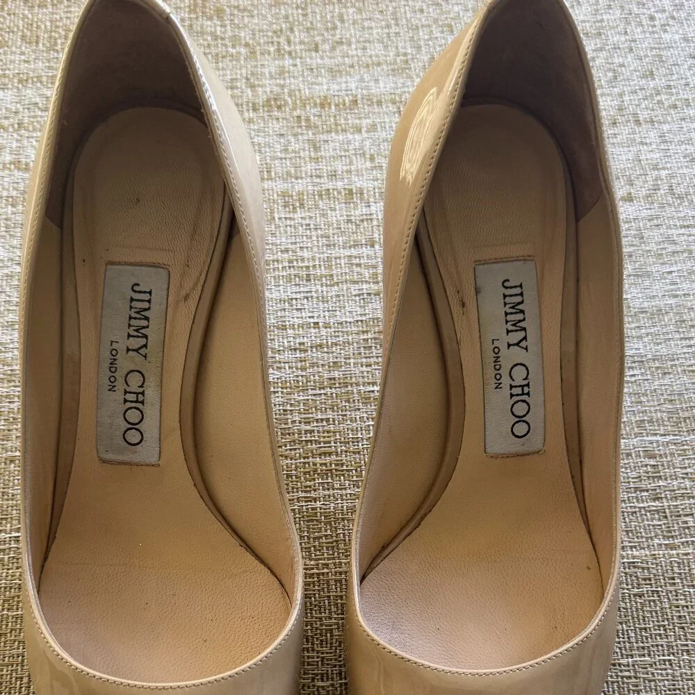 Jimmy Choo ROMY 60 Patent Leather Pointed Pumps in Nude | EU Size 35 | EUC - Picture 4 of 8